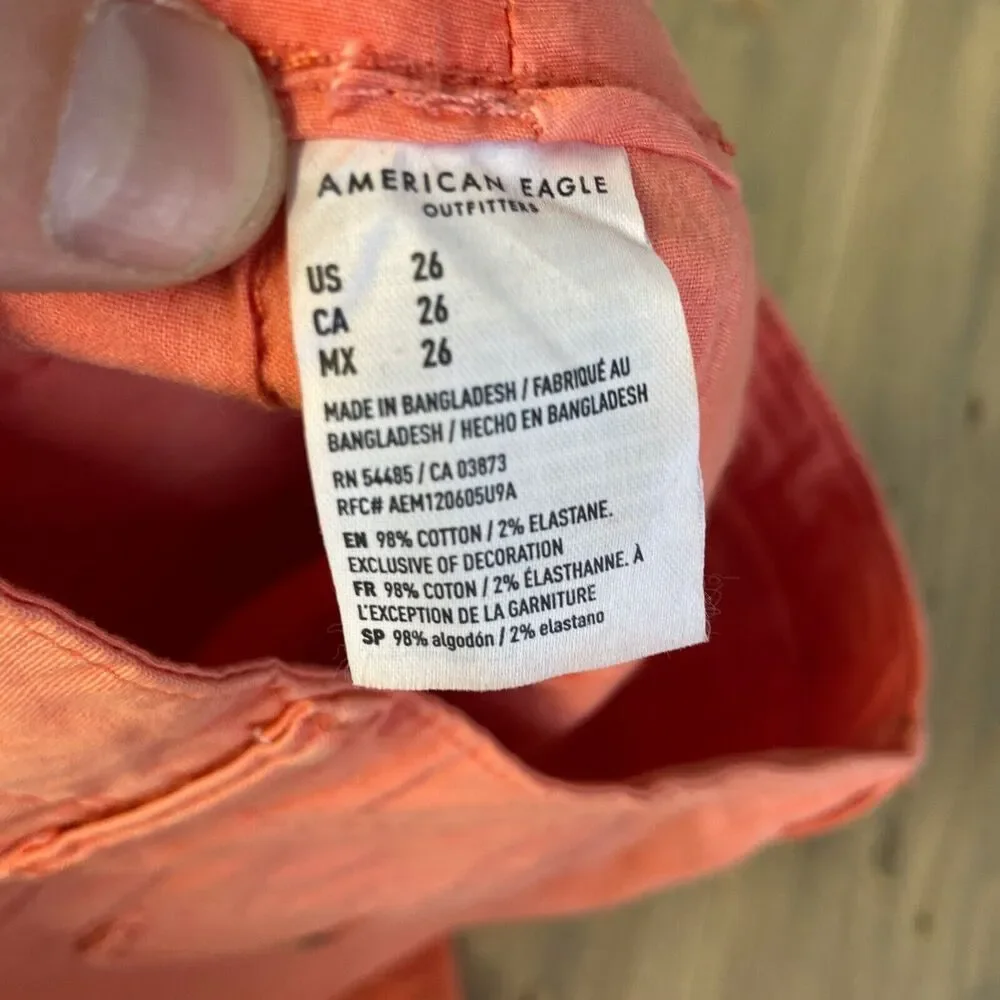 American Eagle Shorts Mens 26 NEXT Level Coral Orange Flex Chino 9